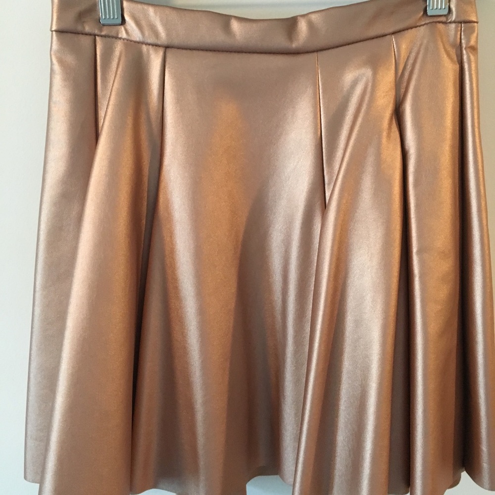 Rose gold faux leather skirt